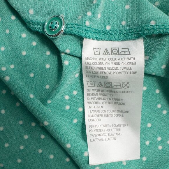 Susan Graver Printed Liquid Knit Button Front Shirt Womens XL Green Polka Dot - Picture 12 of 13